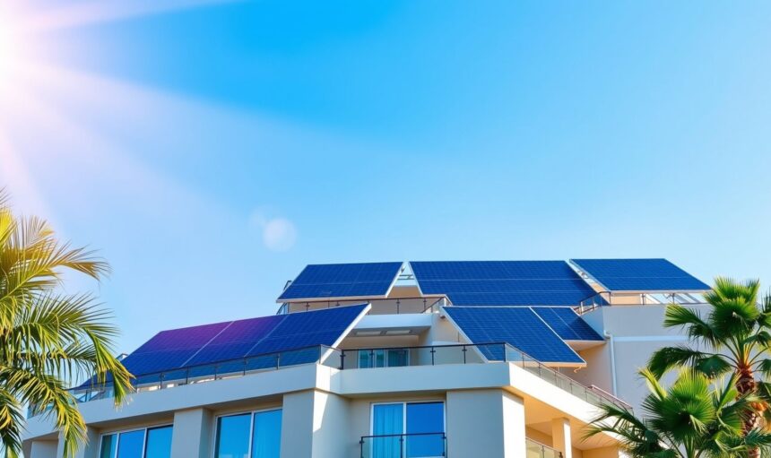 {"prompt":"A sleek, modern high-rise apartment complex in Gandhidham bathed in warm sunlight, with rooftop solar panels glistening under the bright blue sky. The scene highlights eco-friendly technology integrated seamlessly into urban living, representing a top solar energy provider specializing in flat complexes. Palm trees sway gently around the building, and soft shadows emphasize the clean, sustainable energy solution, conveying trust, innovation, and environmental responsibility.nnBest Solar Company for Flats in Gandhidham","originalPrompt":"Best Solar Company for Flats in Gandhidham","width":1704,"height":960,"seed":508466,"model":"flux","enhance":true,"nologo":true,"negative_prompt":"worst quality, blurry","nofeed":false,"safe":true,"quality":"medium","image":[],"isMature":false,"isChild":false}