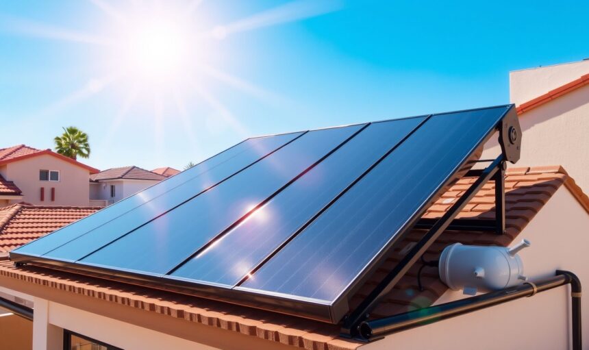 {"prompt":"A modern solar water heating system installed on the rooftop of a residential home in Gandhidham, featuring sleek, dark solar thermal panels glistening under the bright midday sun. The setting is a typical suburban neighborhood with clear blue skies and warm, natural sunlight illuminating the scene. The house is built in a contemporary style with light-colored walls, and the solar heater's piping and storage tank are neatly integrated. The overall atmosphere radiates sustainability and eco-friendliness in a sunny, semi-arid climate typical of the Gandhidham region.nnSolar Water Heater for Homes in Gandhidham","originalPrompt":"Solar Water Heater for Homes in Gandhidham","width":1704,"height":960,"seed":215028,"model":"flux","enhance":true,"nologo":true,"negative_prompt":"worst quality, blurry","nofeed":false,"safe":true,"quality":"medium","image":[],"isMature":false,"isChild":false}