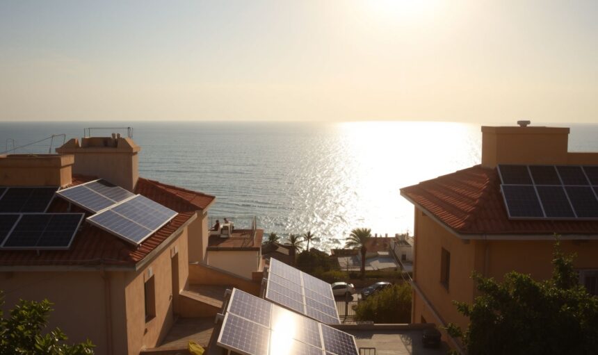 {"prompt":"Explore the benefits of adopting solar energy in Mandvi, showcasing a vibrant coastal town bathed in golden sunlight with rooftops adorned by gleaming solar panels. Picture the bright blue sky meeting the serene sea, emphasizing eco-friendly living through renewable energy. The scene conveys a hopeful and sustainable future, highlighting the local community's shift towards clean, cost-effective solar power amidst a backdrop of traditional architecture and lush greenery.nnWhy Switch to Solar in Mandvi","originalPrompt":"Why Switch to Solar in Mandvi","width":1704,"height":960,"seed":324020,"model":"flux","enhance":true,"nologo":true,"negative_prompt":"worst quality, blurry","nofeed":false,"safe":true,"quality":"medium","image":[],"isMature":false,"isChild":false}